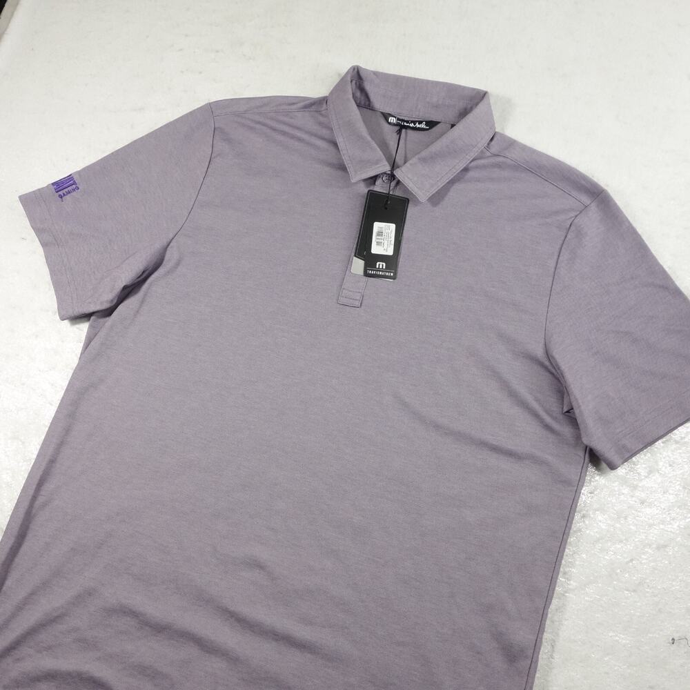 Travis Mathew Polo Shirt Mens XL Purple Heather Sage Golf Tech Performance NWT